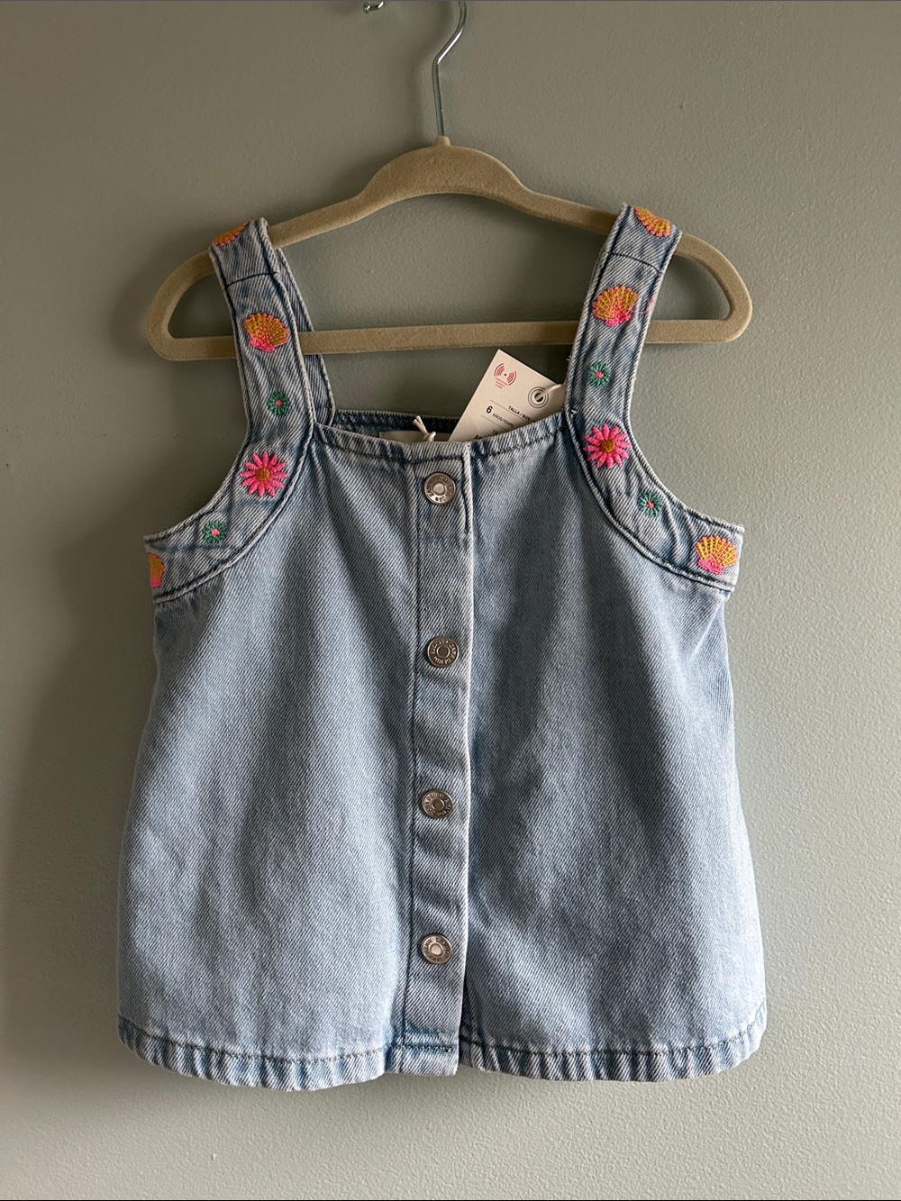 Zara Embroidered Denim Top NWT